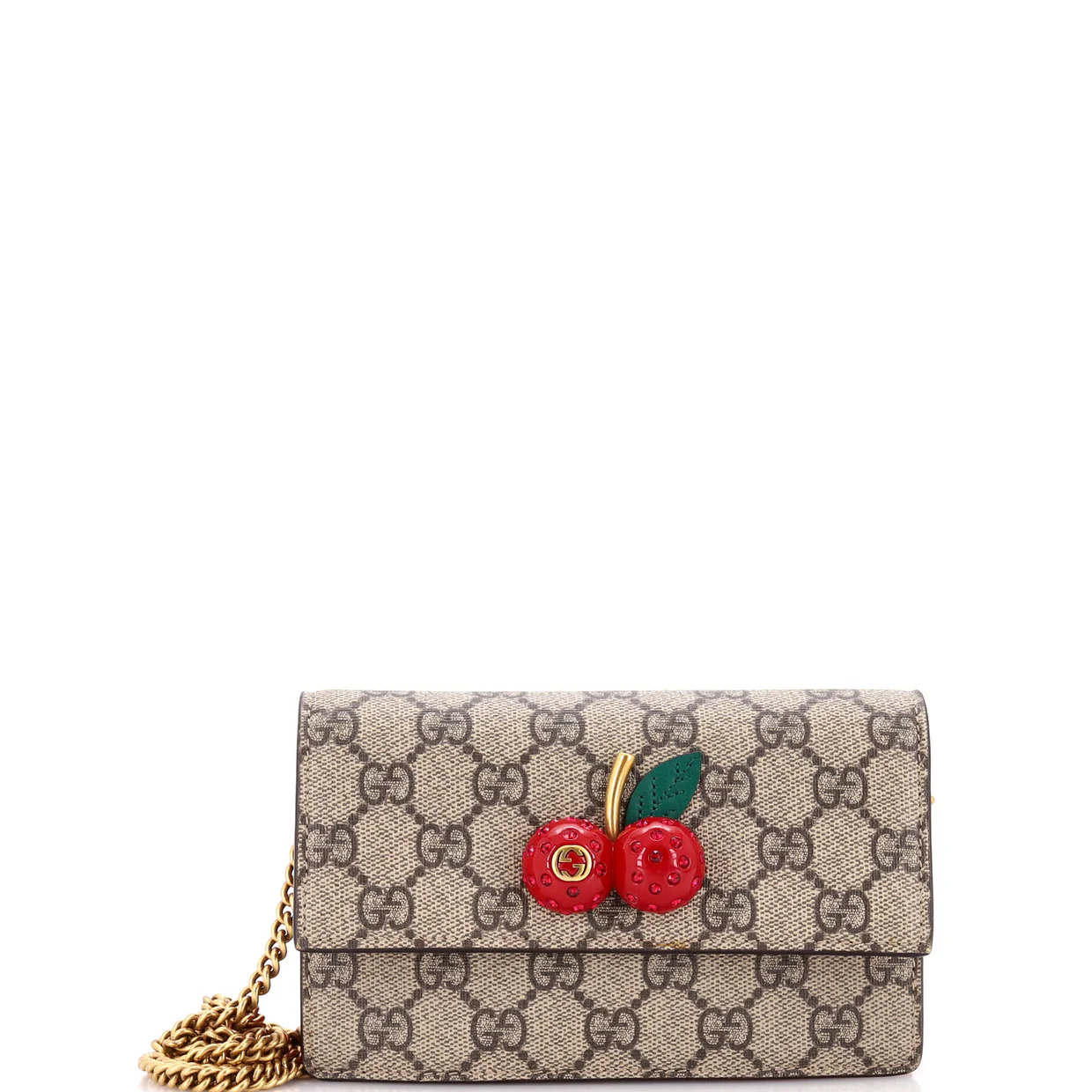 Cherries Wallet on Chain GG Coated Canvas Mini - Deep Luxury