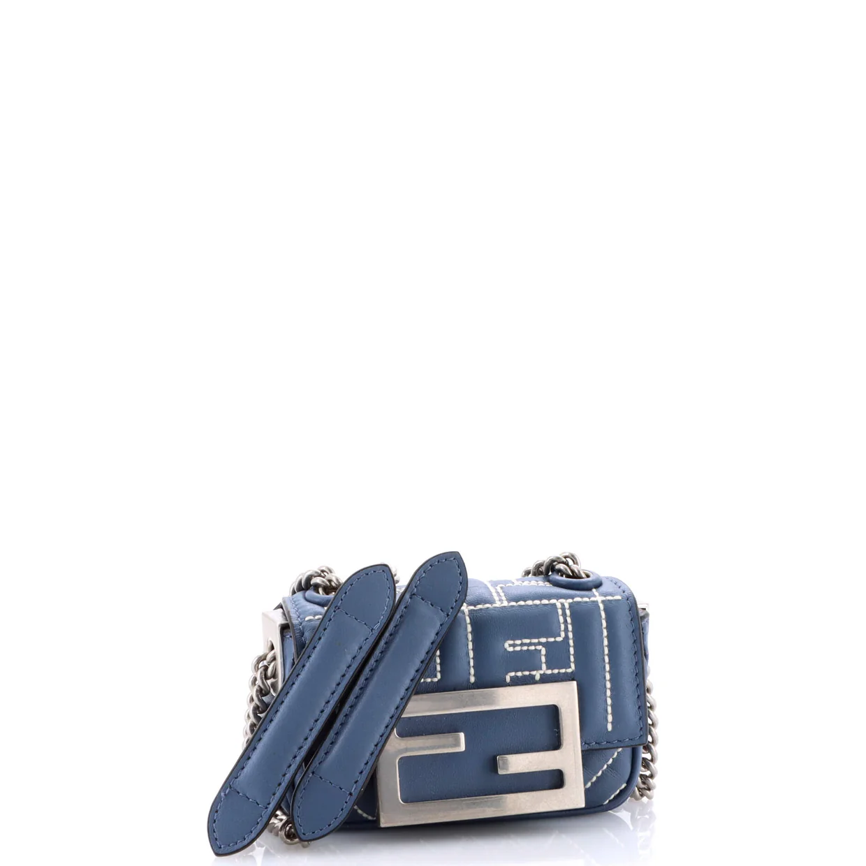 Baguette Chain Bag Zucca Embroidered Leather Nano - Deep Luxury