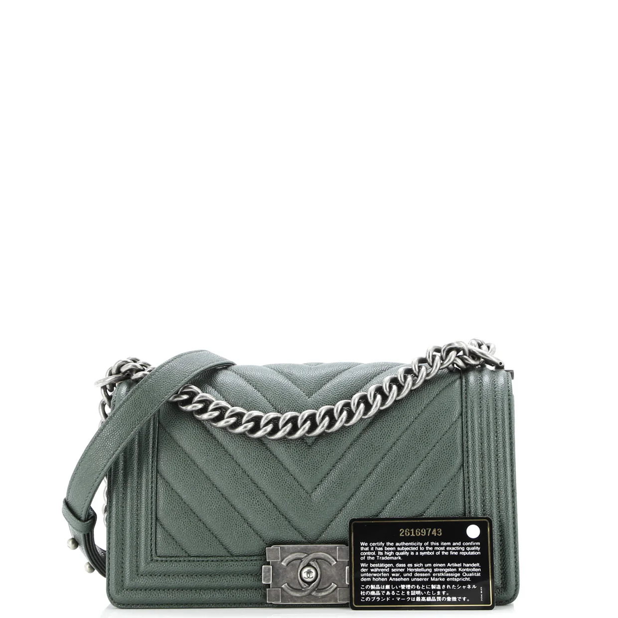 Boy Flap Bag Chevron Caviar Old Medium - Deep Luxury