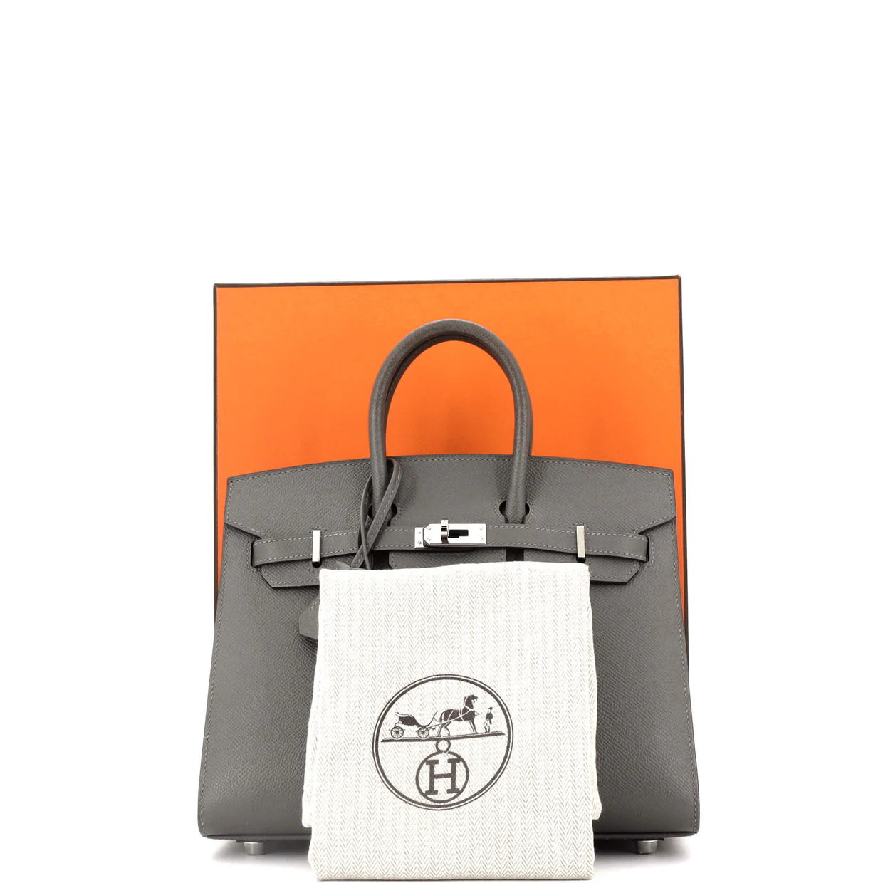 Birkin Sellier Bag Grey Epsom with Palladium Hardware 25 - Deep Luxury