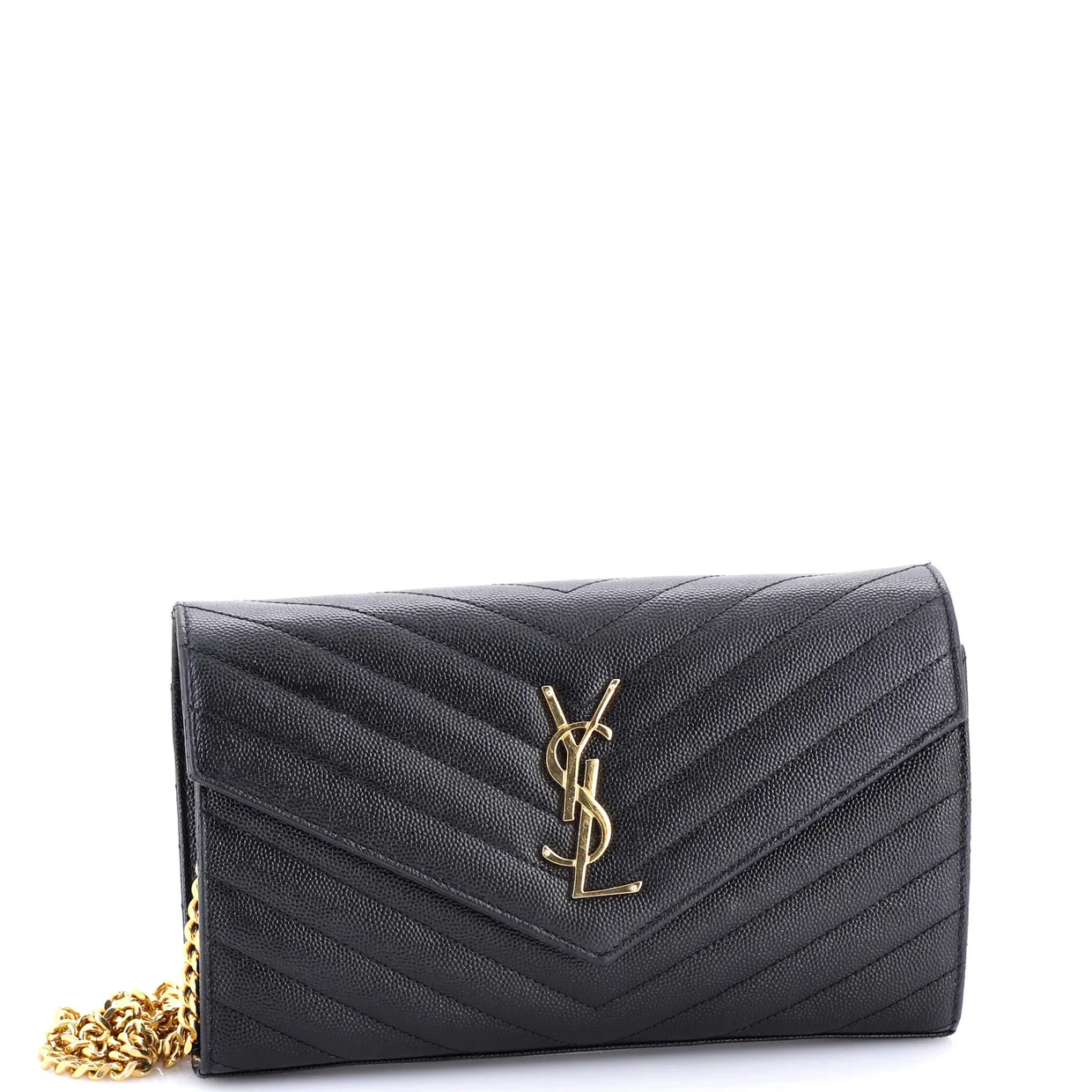 Classic Monogram Wallet on Chain Matelasse Chevron Leather Medium - Deep Luxury