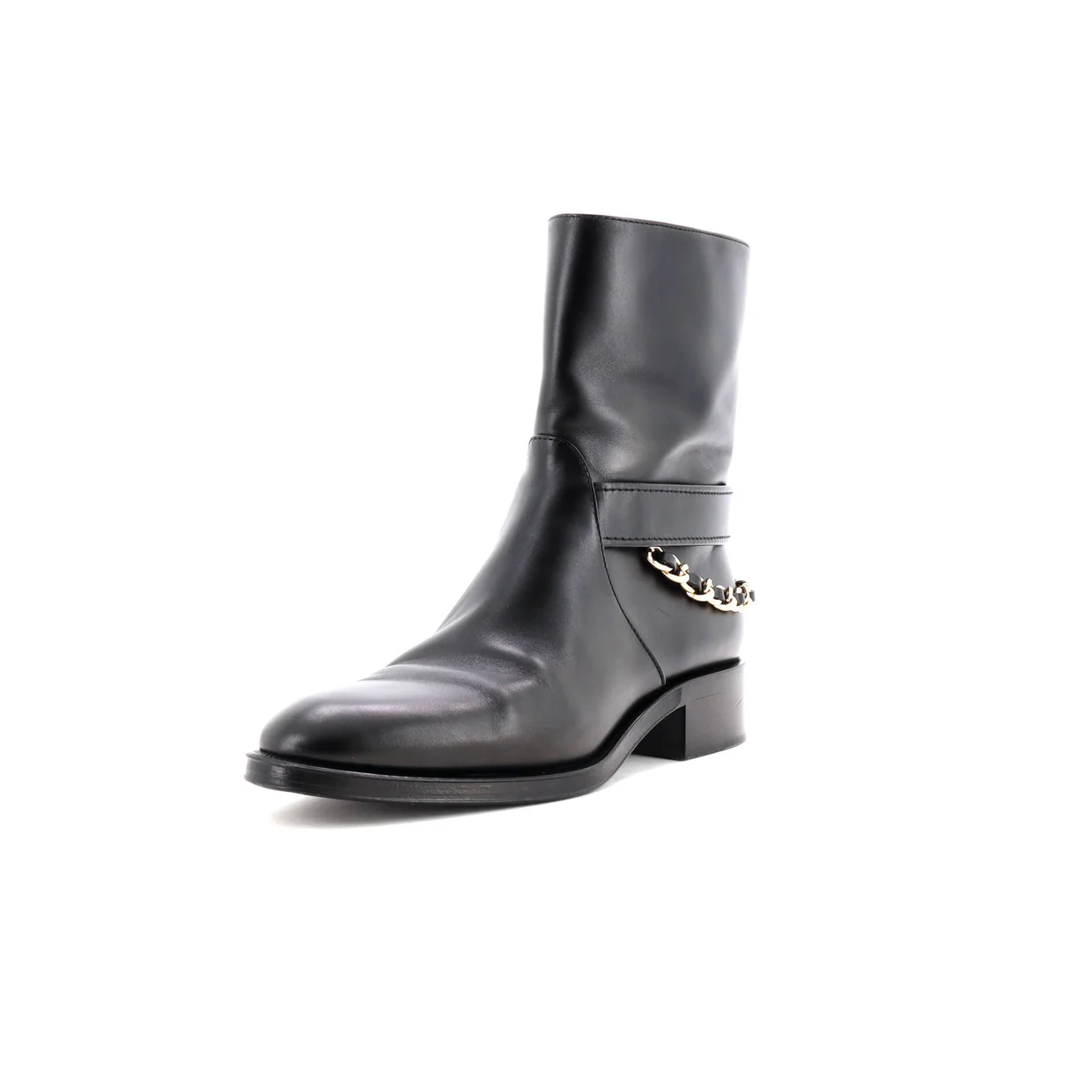 Women's CC Chain Ankle Boots Leather - Deep Luxury
