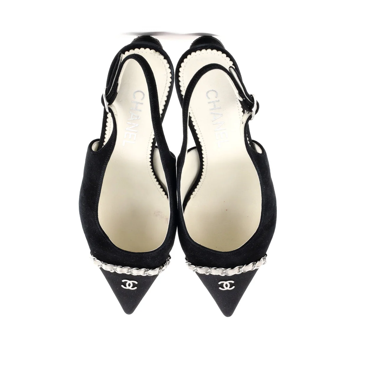 Women's Chained Pointed CC Cap Toe Slingback Pumps Suede - Deep Luxury
