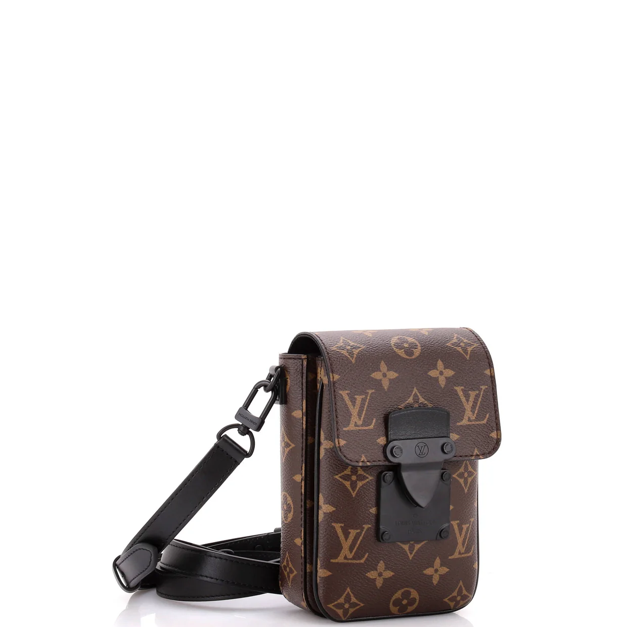 S Lock Vertical Wearable Wallet Macassar Monogram Canvas - Deep Luxury