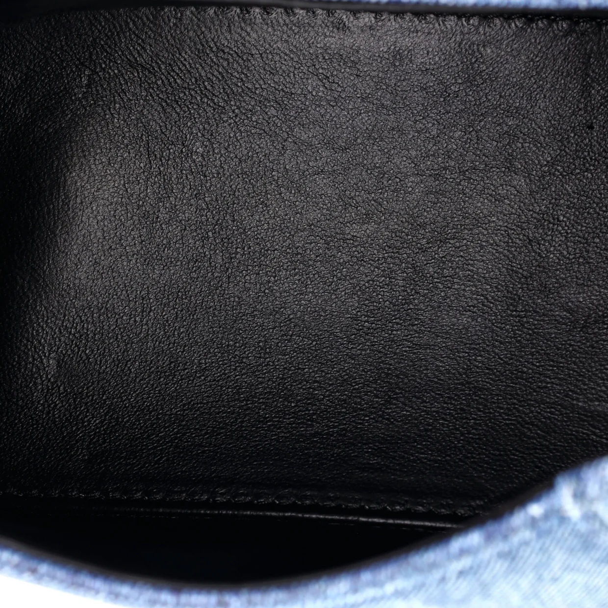 Hourglass Top Handle Bag Denim Printed Leather Small - Deep Luxury