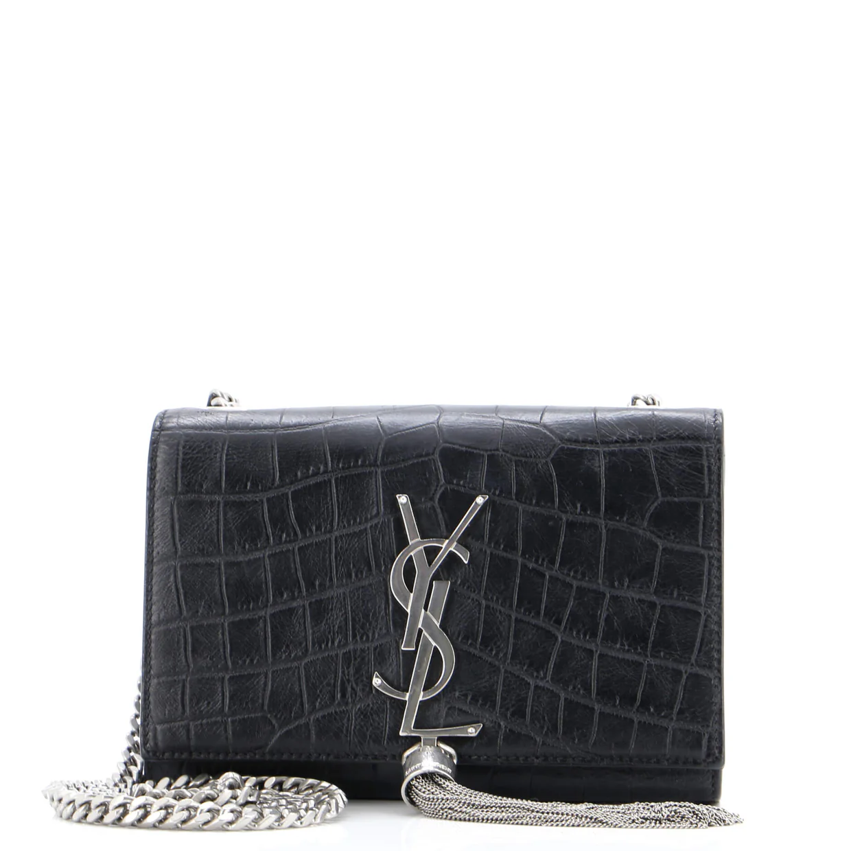 Classic Monogram Tassel Crossbody Bag Crocodile Embossed Leather Small - Deep Luxury