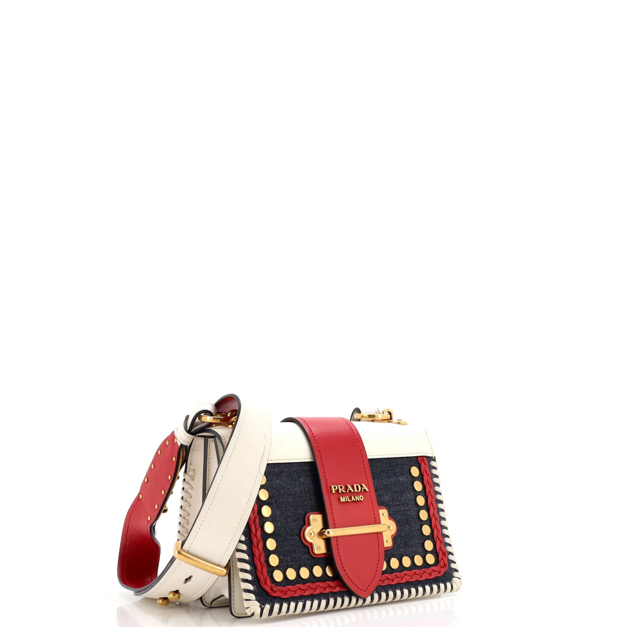 Cahier Crossbody Bag Embellished Denim and Leather Small - Deep Luxury