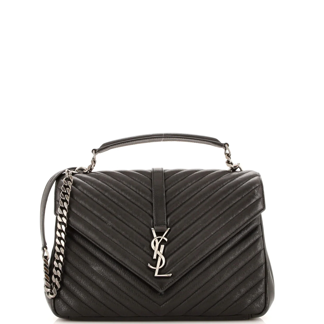 Classic Monogram College Bag Matelasse Chevron Leather Large - Deep Luxury