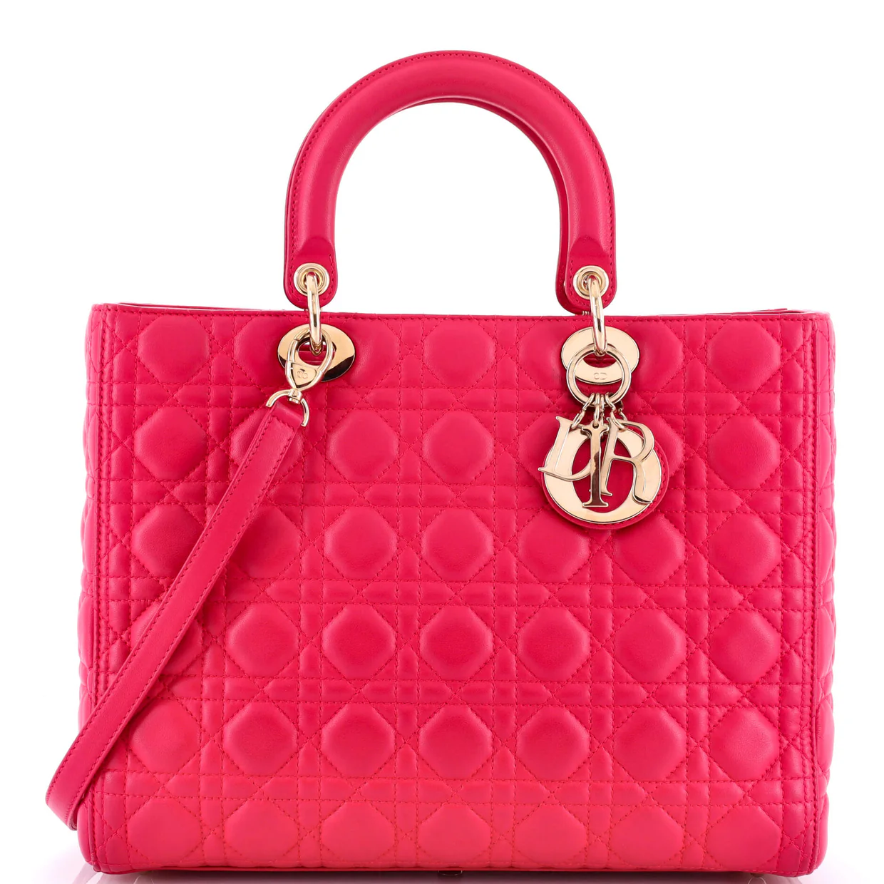 Lady Dior Bag Cannage Quilt Lambskin Large - Deep Luxury