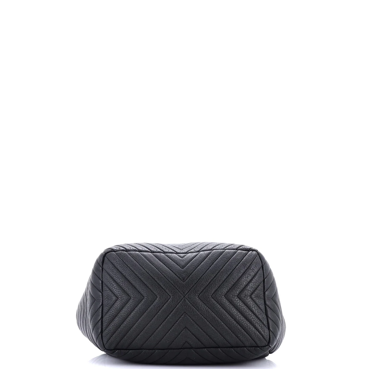 CC Chain Drawstring Bucket Bag Chevron Sheepskin Medium - Deep Luxury