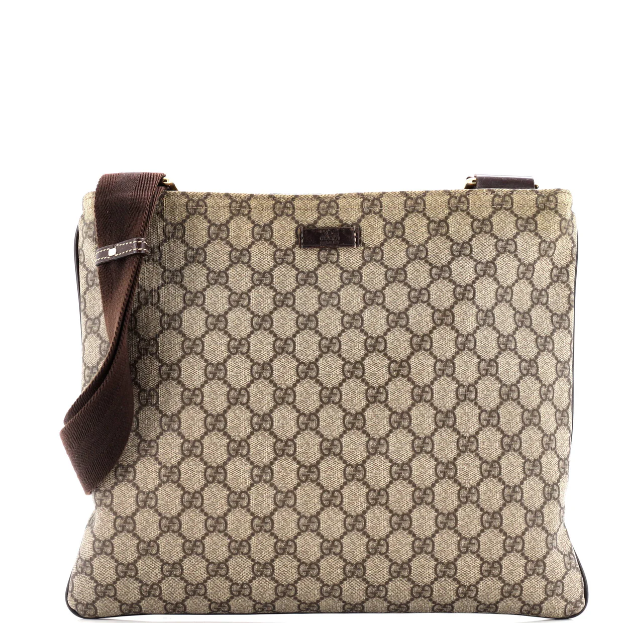 Zip Top Messenger Bag GG Coated Canvas Large - Deep Luxury