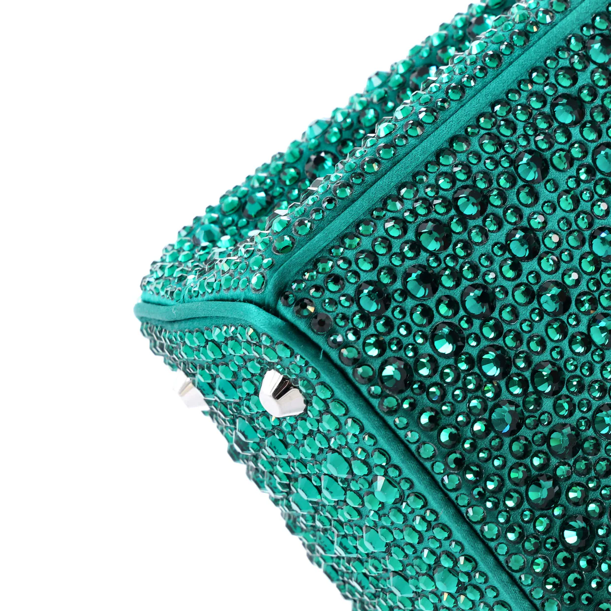 Galleria Double Zip Tote Crystal Embellished Satin Mini - Deep Luxury