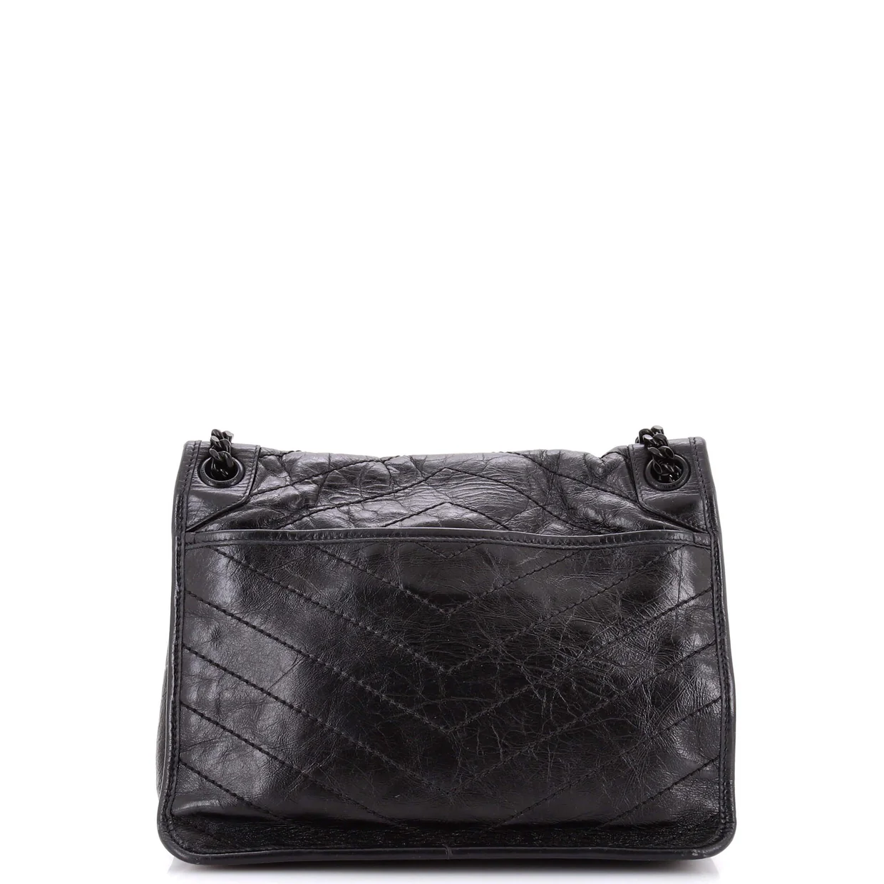 Niki Chain Flap Bag Matelasse Chevron Leather Medium - Deep Luxury