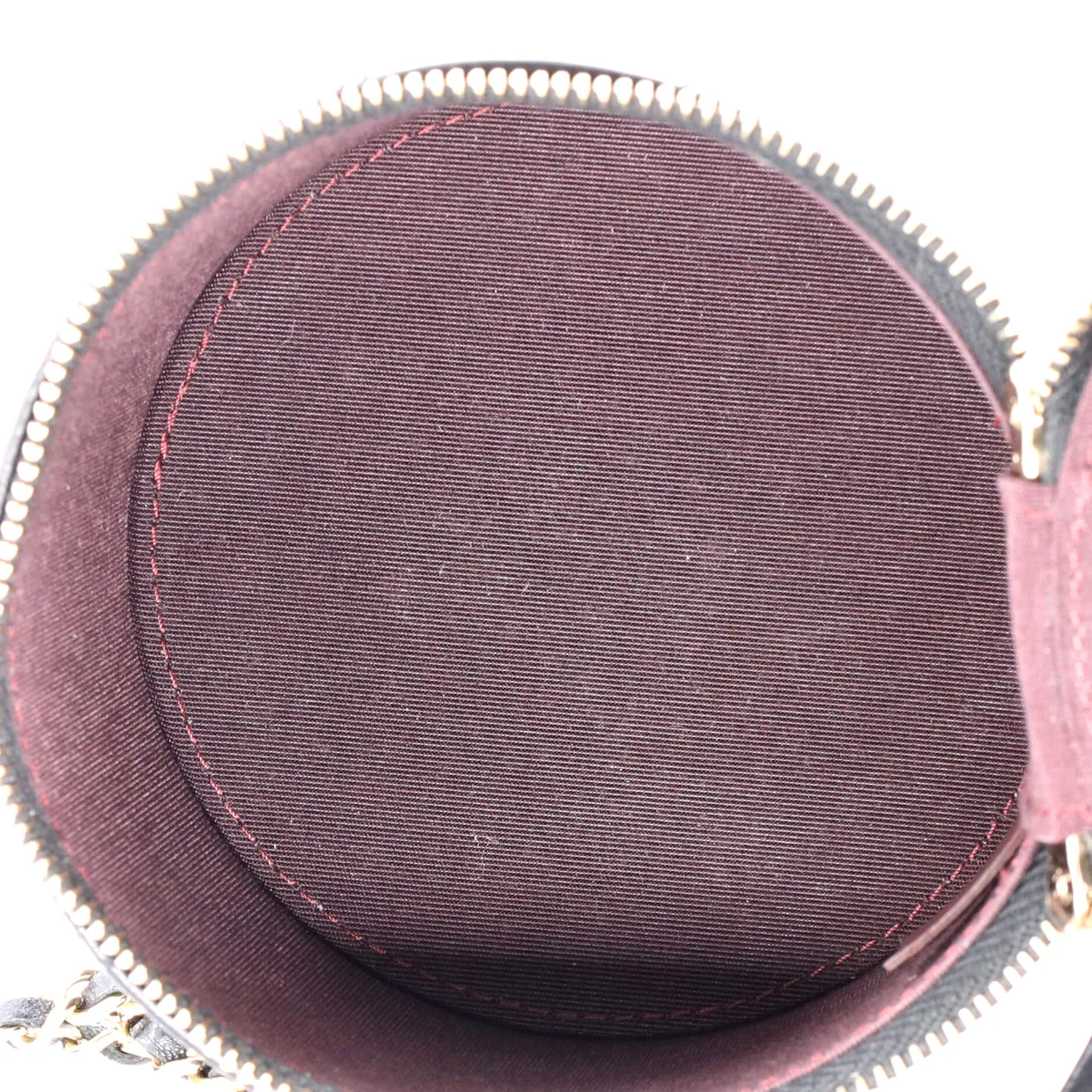 CC Round Vanity Case with Chain Quilted Lambskin Mini - Deep Luxury