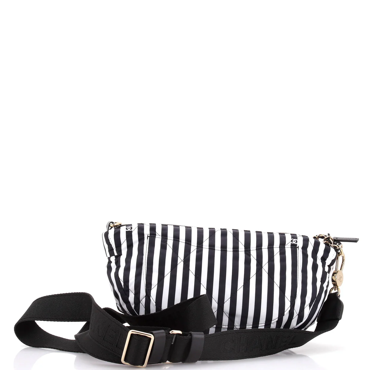 CC Convertible Chain Zip Hobo Quilted Printed Nylon Large - Deep Luxury