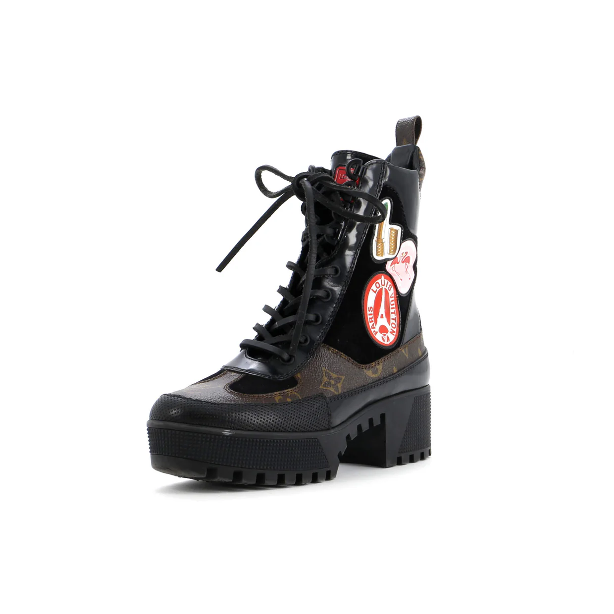 Women's Laureate Platform Desert Boots Limited Edition World Tour Suede with Monogram Canvas and Leather - Deep Luxury