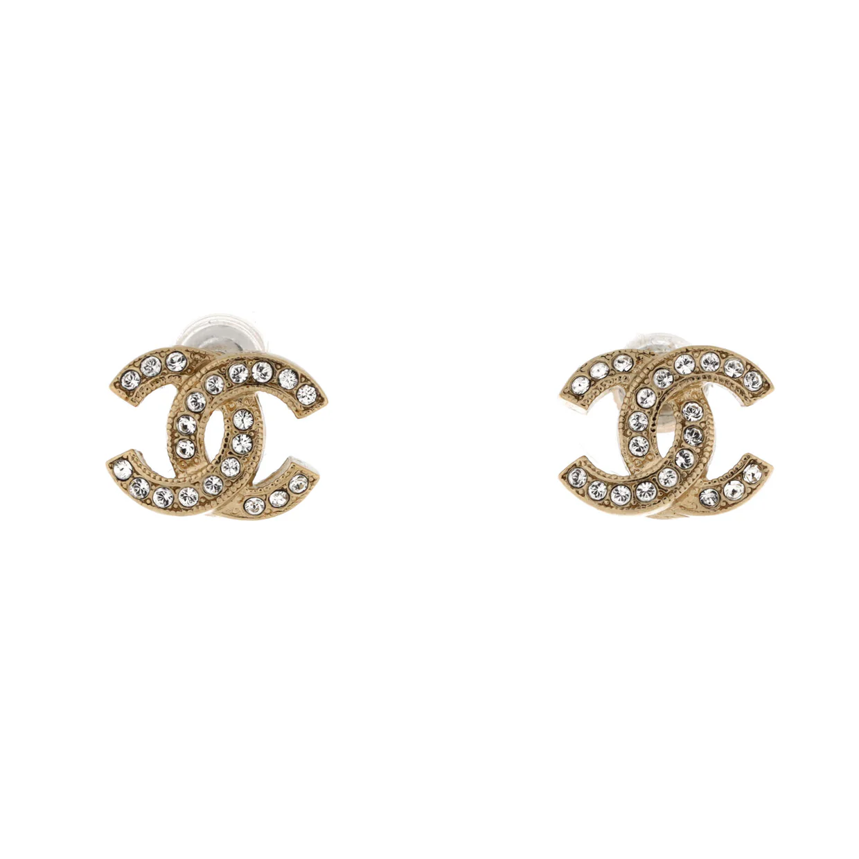 CC Stud Earrings Metal with Crystals - Deep Luxury
