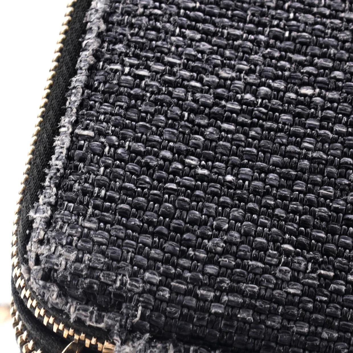 Deauville Double Zip Clutch with Chain Raffia - Deep Luxury