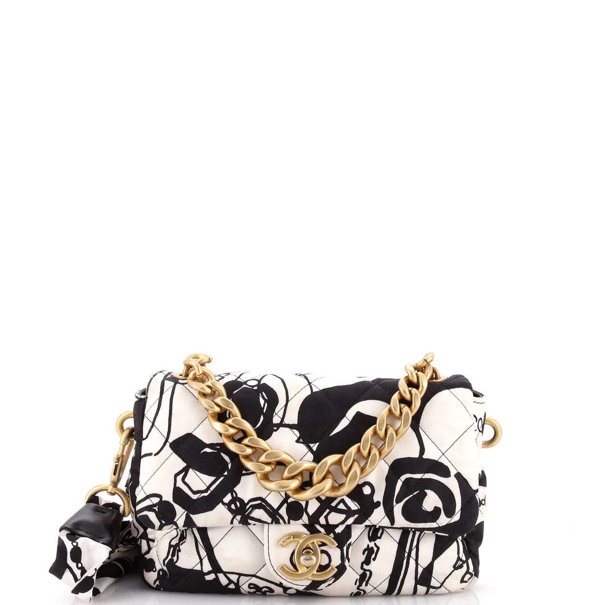 Deer Coco Flap Bag Quilted Printed Canvas Mini - Deep Luxury