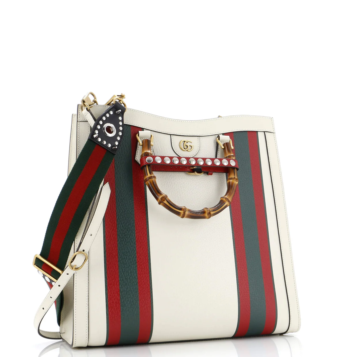 Diana NM Bamboo Handle Tote Printed Leather Large - Deep Luxury