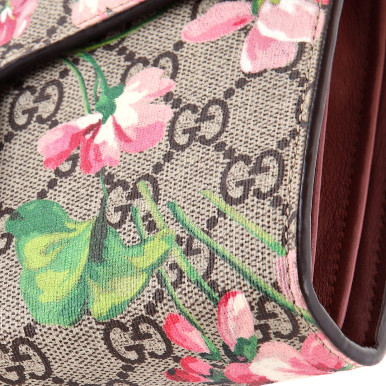 Dionysus Chain Wallet Blooms Print GG Coated Canvas Small - Deep Luxury