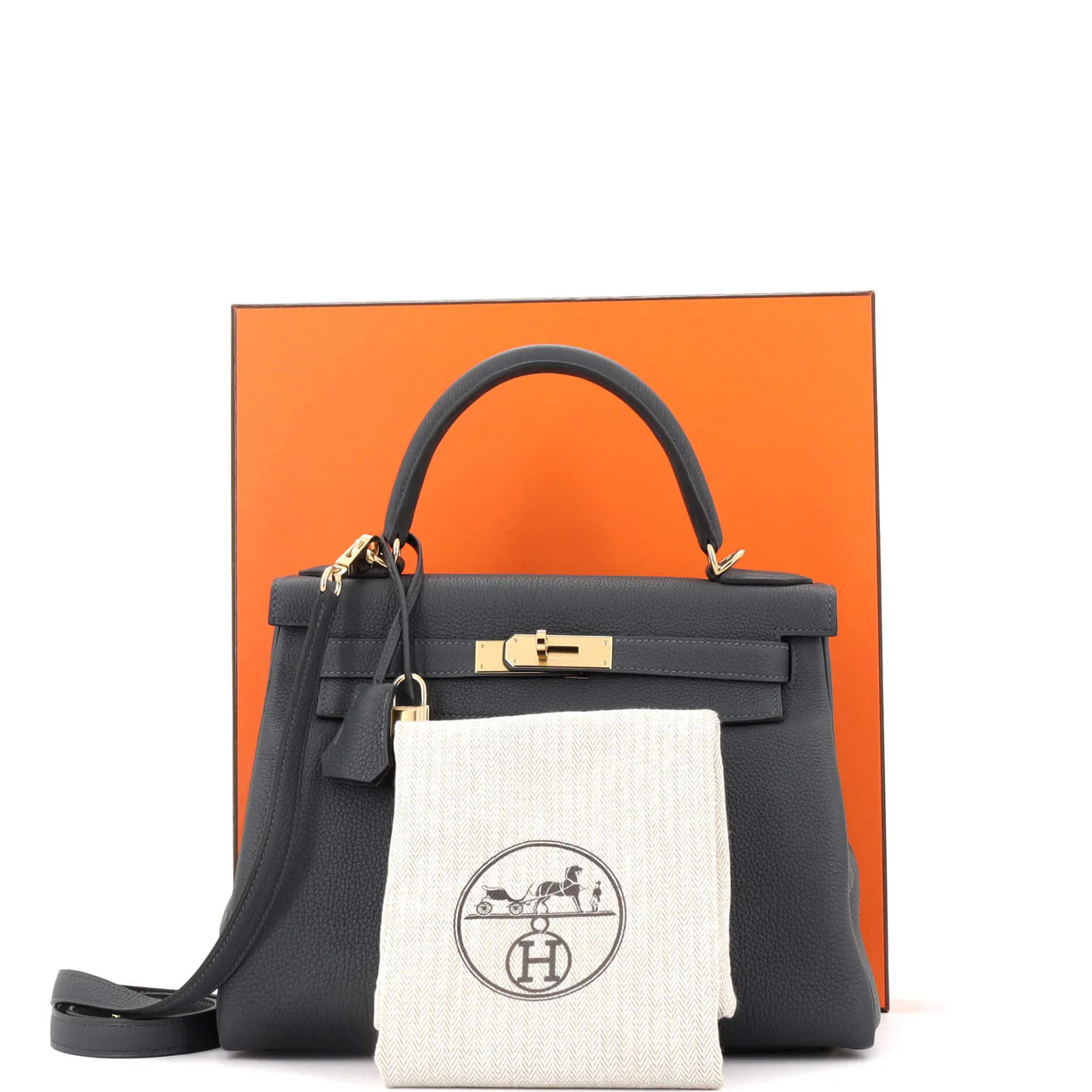Kelly Handbag Grey Togo with Permabrass Hardware 28 - Deep Luxury
