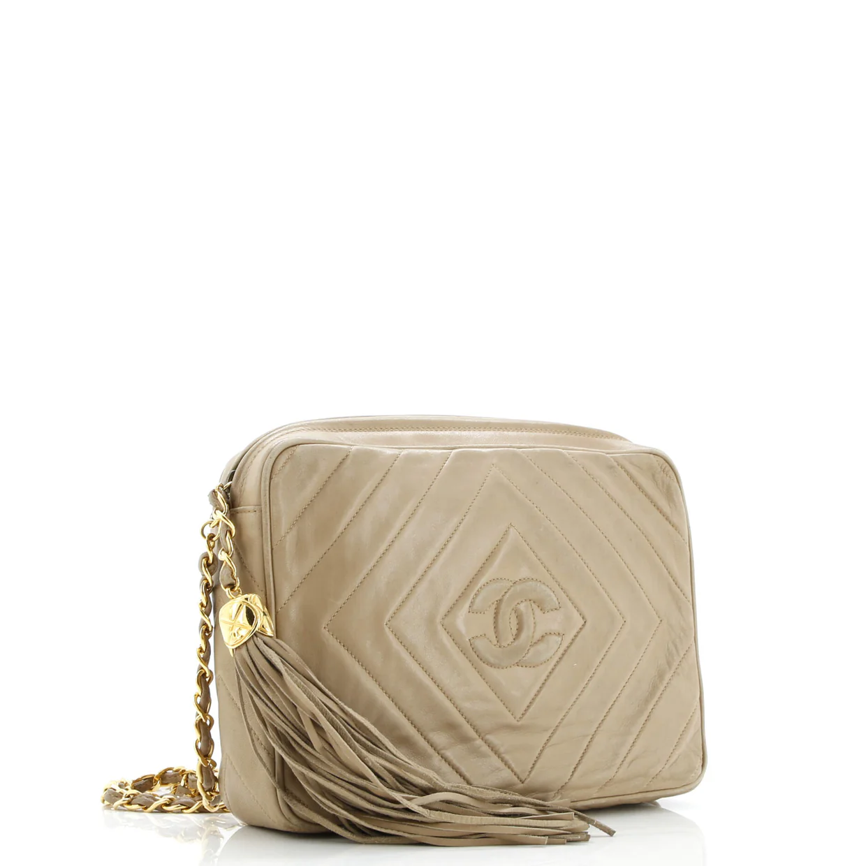 Vintage Diamond CC Camera Bag Chevron Lambskin Medium - Deep Luxury