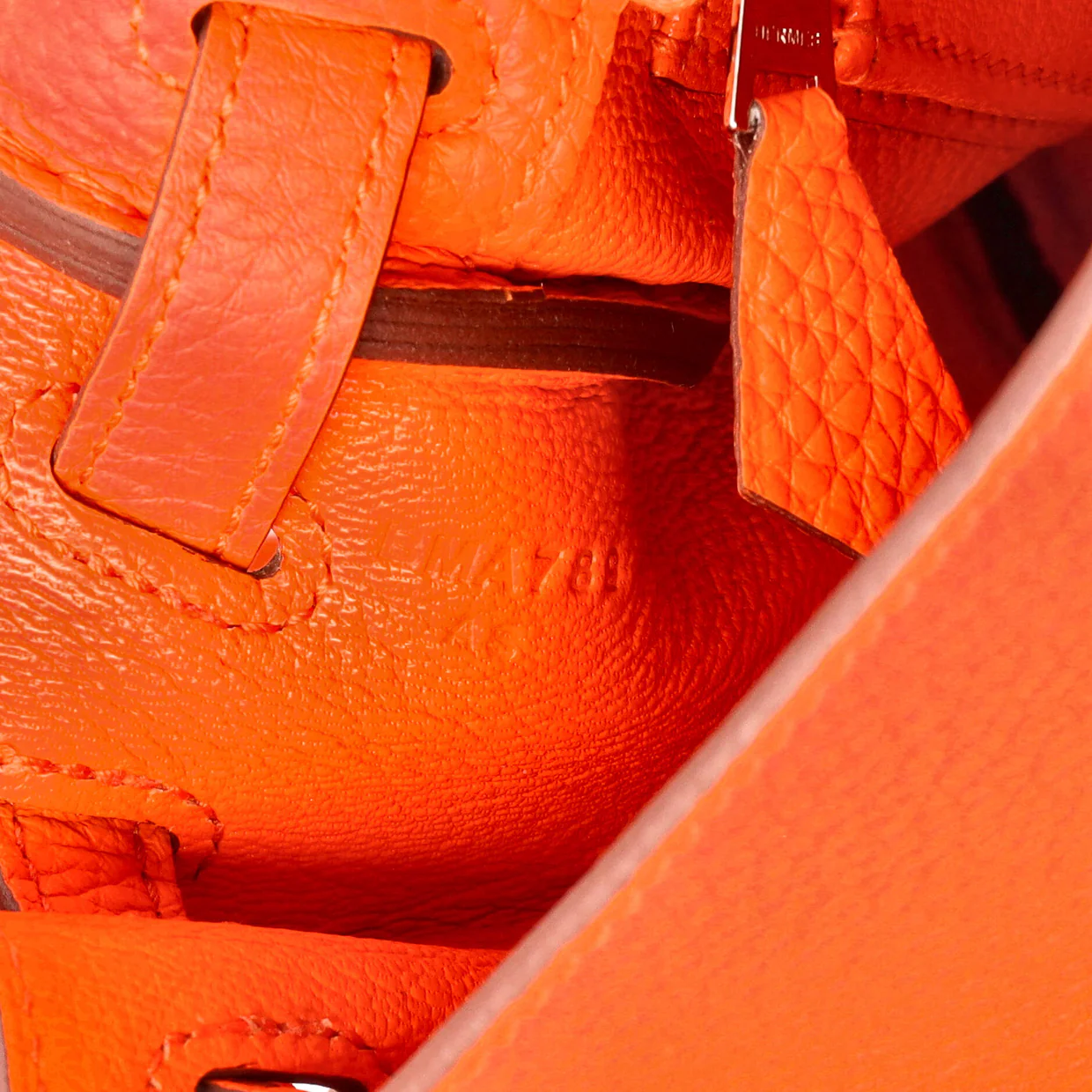 Kelly Handbag Orange Minium Togo with Palladium Hardware 25 - Deep Luxury