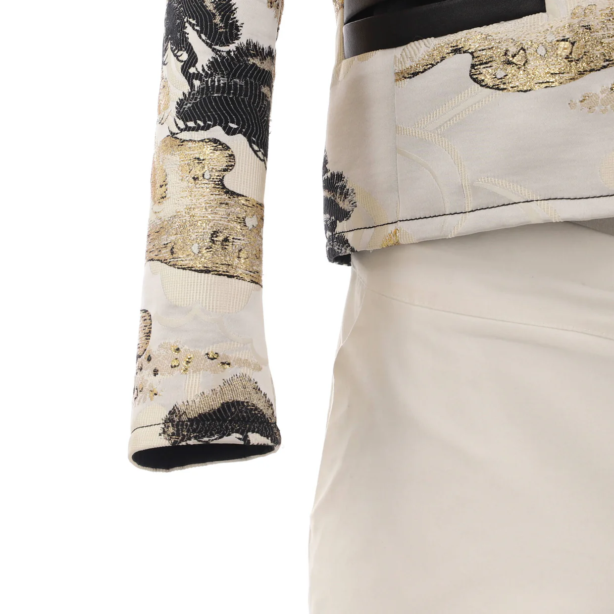 Women's Tree Motif Single Breasted Blazer Polyester and Silk Blend - Deep Luxury