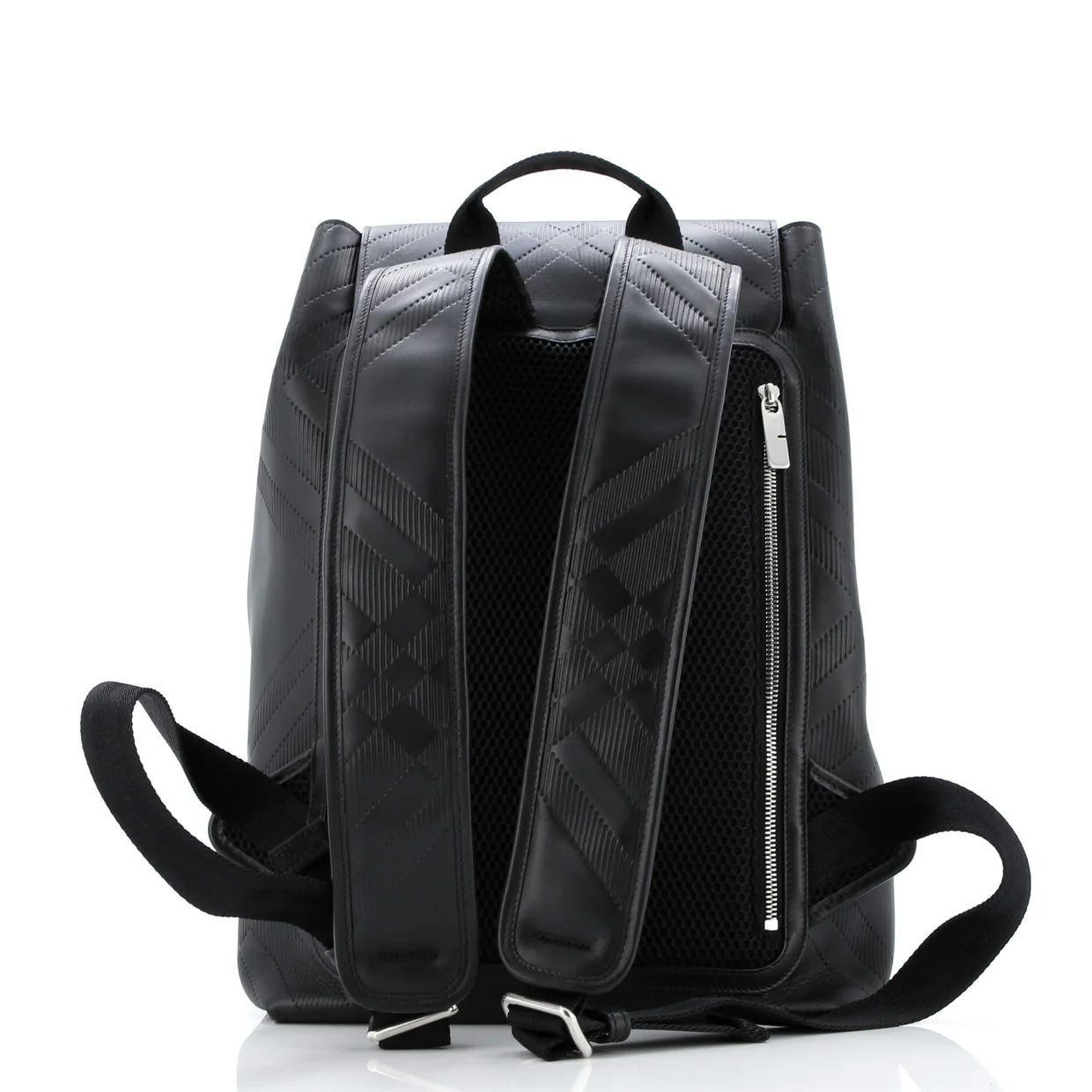 Front Pocket Backpack Check Embossed Leather Medium - Deep Luxury