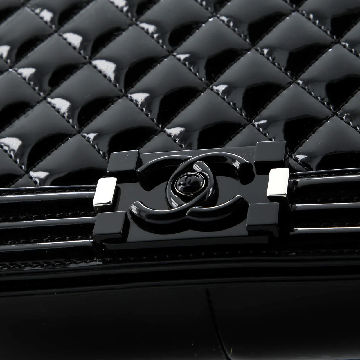 Boy Flap Bag Quilted Plexiglass Patent New Medium - Deep Luxury