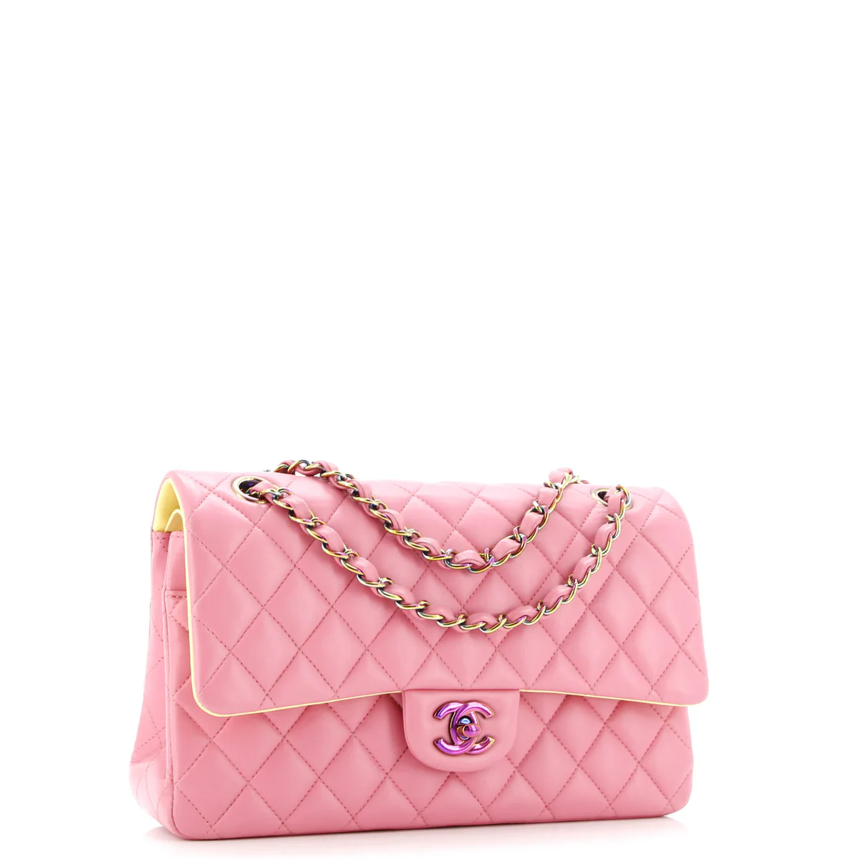 Classic Double Flap Bag Quilted Lambskin with Rainbow Hardware Medium - Deep Luxury