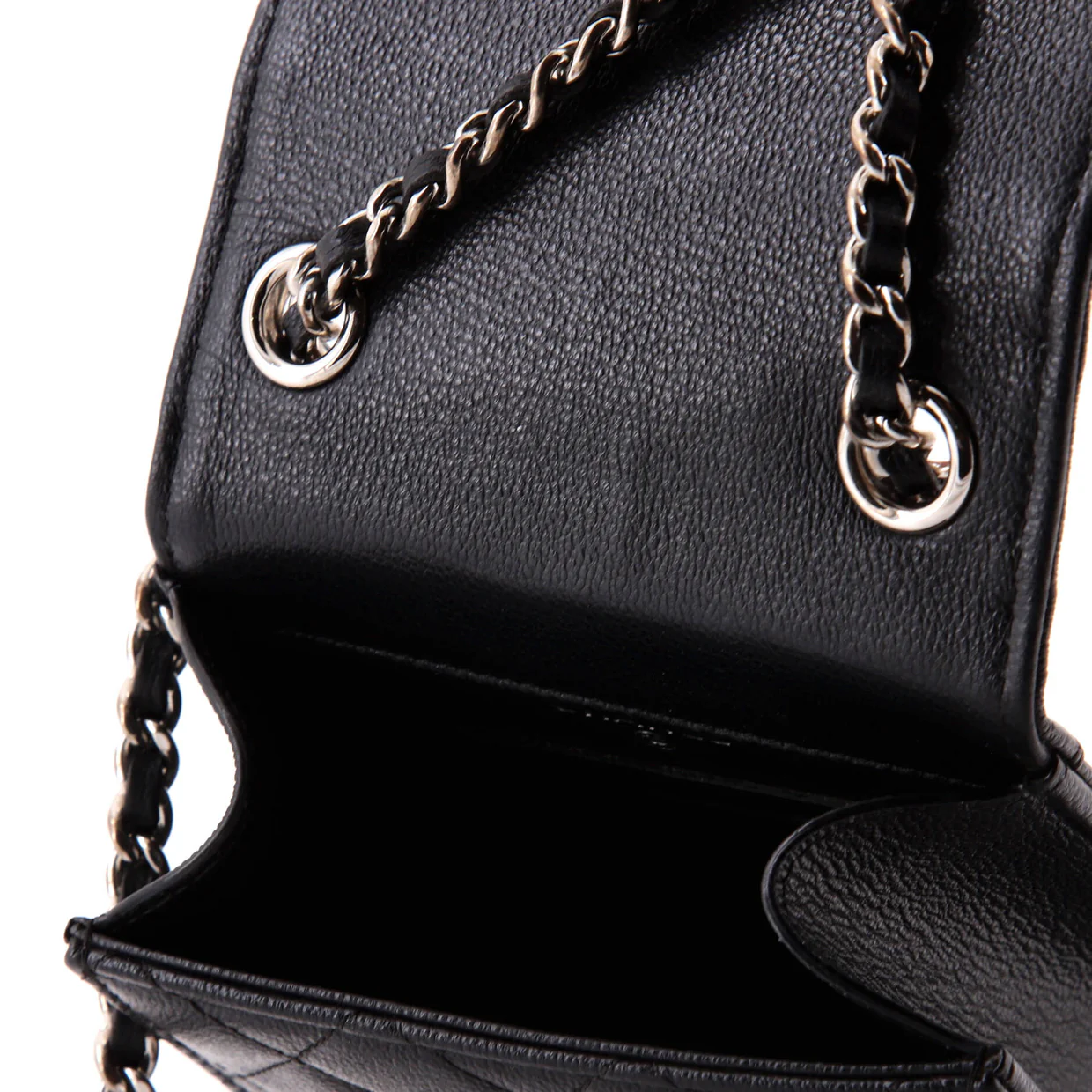 CC Box Flap Phone Holder Crossbody Bag Quilted Caviar - Deep Luxury