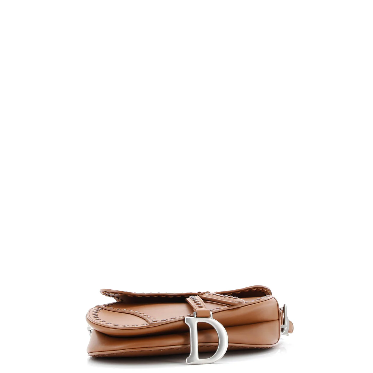 Saddle Handbag with Strap Studded Leather Medium - Deep Luxury