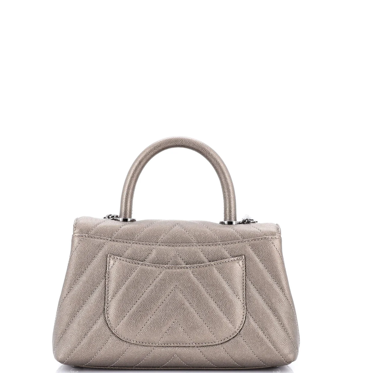 Coco Top Handle Bag Chevron Caviar Mini - Deep Luxury