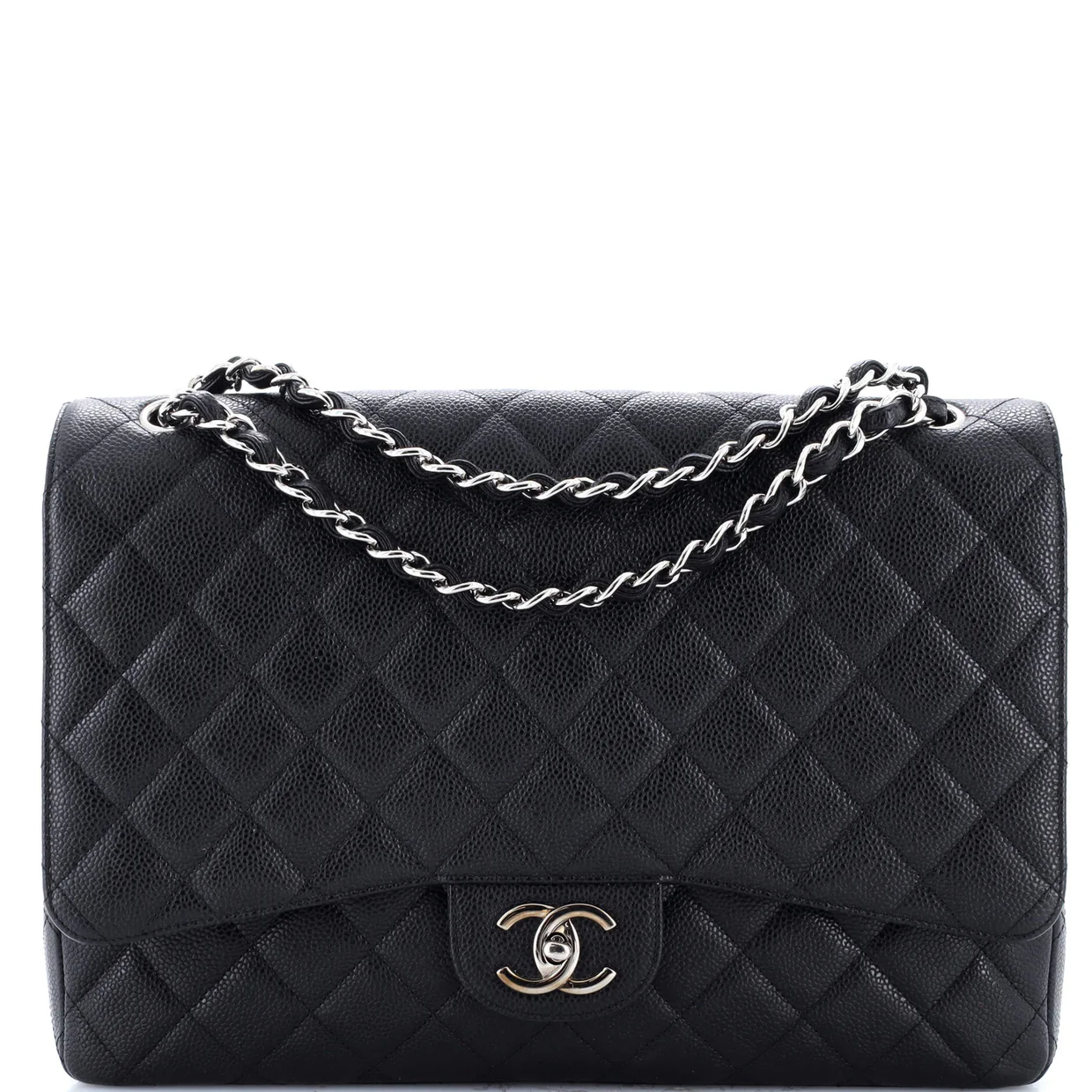 Classic Double Flap Bag Quilted Caviar Maxi - Deep Luxury