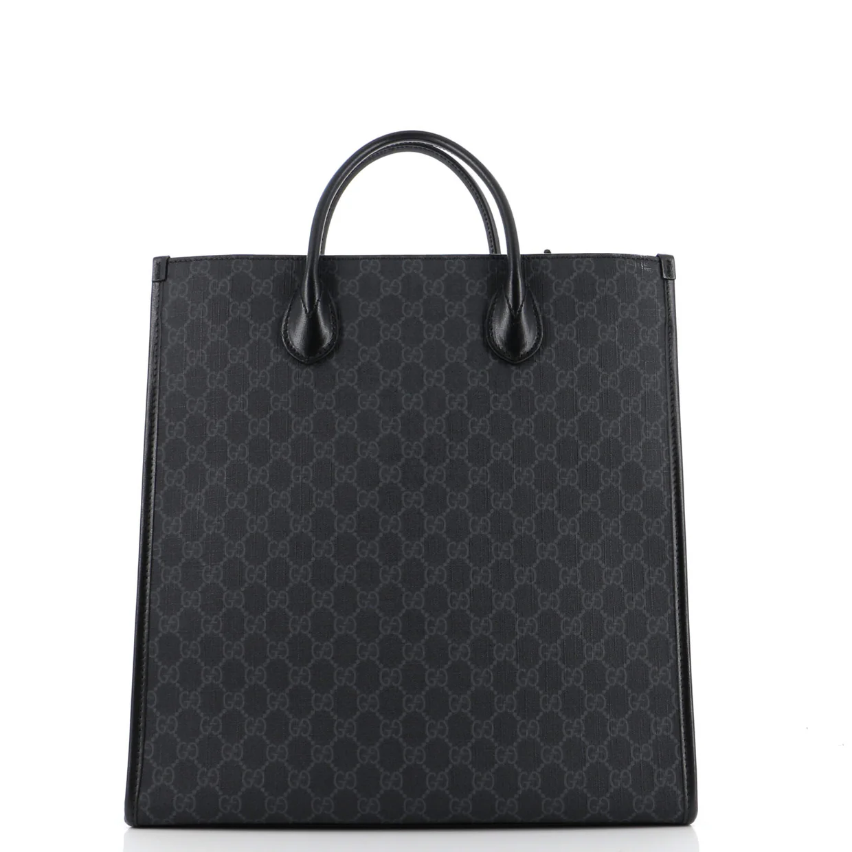 Vertical Structured Top Handle Open Tote GG Coated Canvas Medium - Deep Luxury