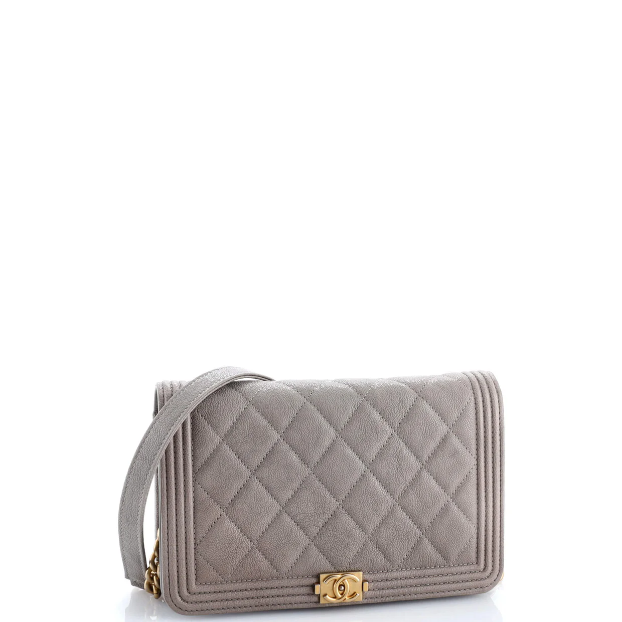 Boy Wallet on Chain Quilted Caviar - Deep Luxury