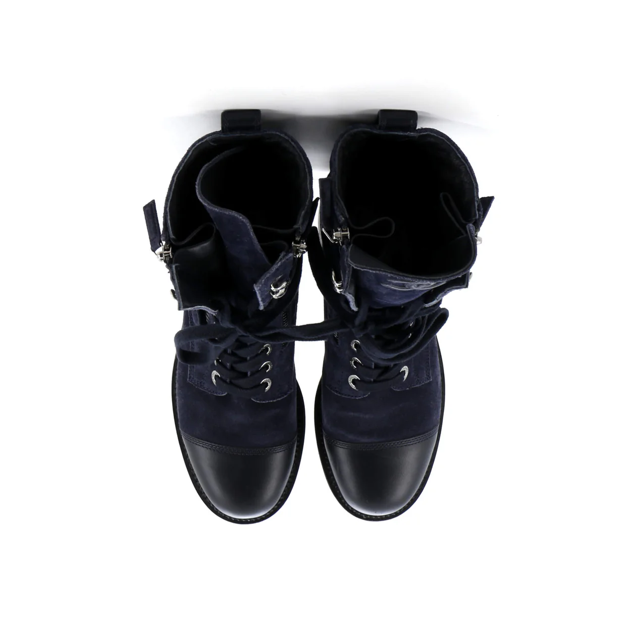 Women's CC Zip Up Combat Boots Quilted Leather - Deep Luxury
