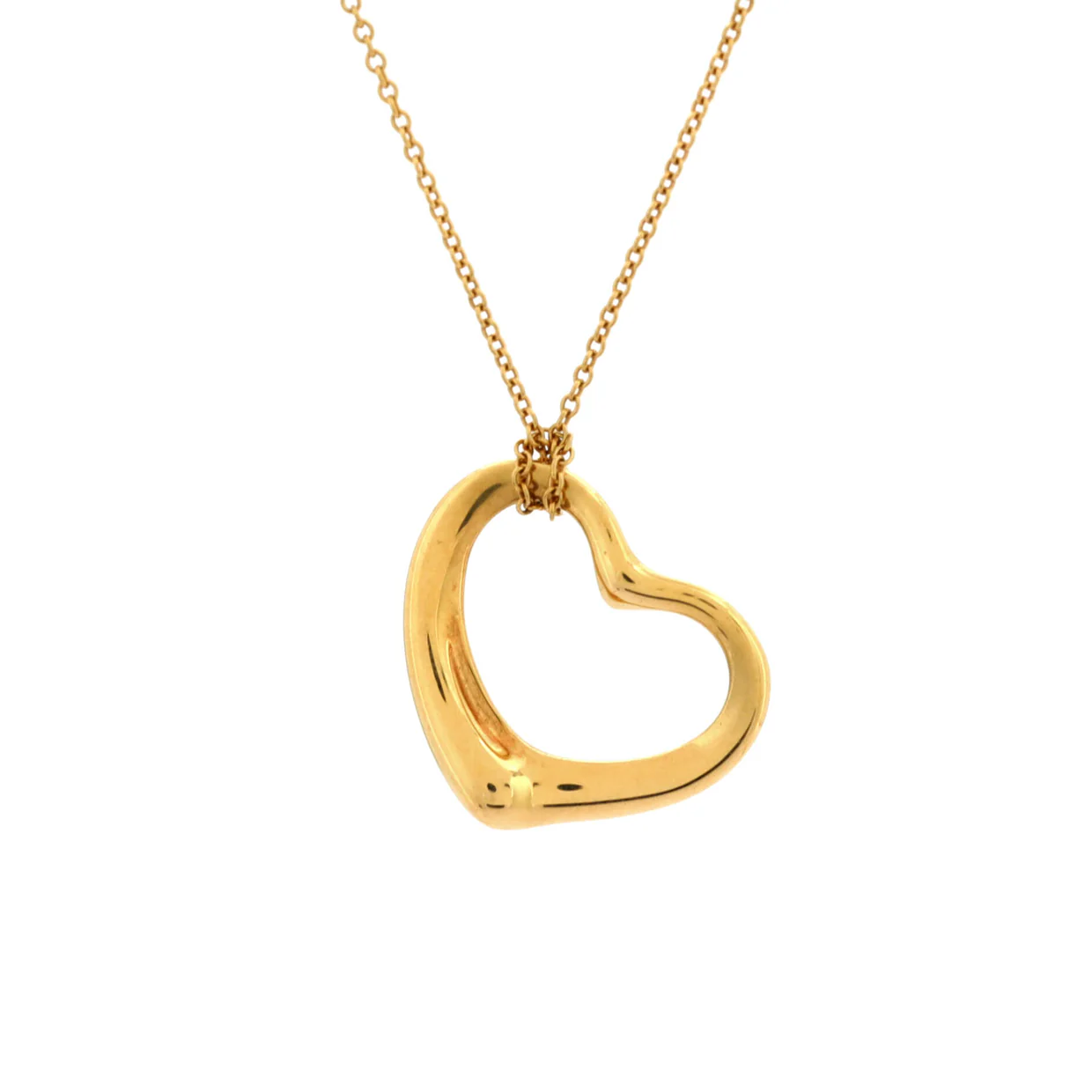 Elsa Peretti Open Heart Pendant Necklace 18K Yellow Gold 22mm - Deep Luxury