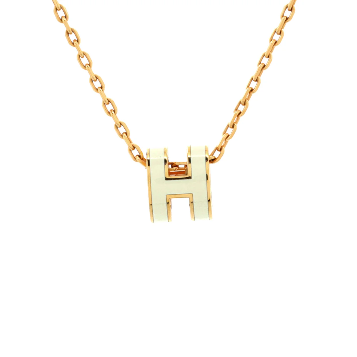 Pop H Pendant Chain Necklace Metal and Enamel Mini - Deep Luxury