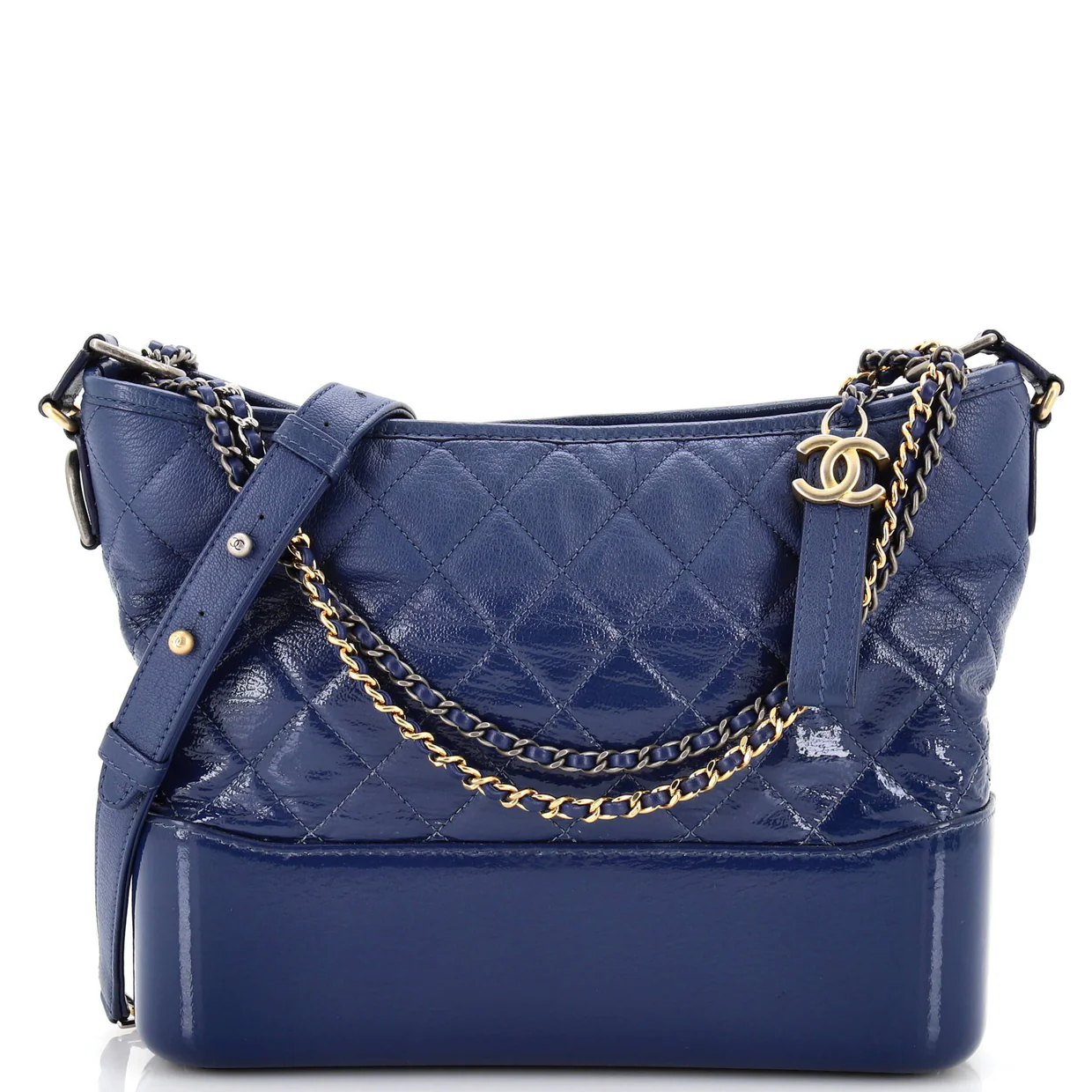 Gabrielle Hobo Quilted Goatskin and Patent Medium - Deep Luxury