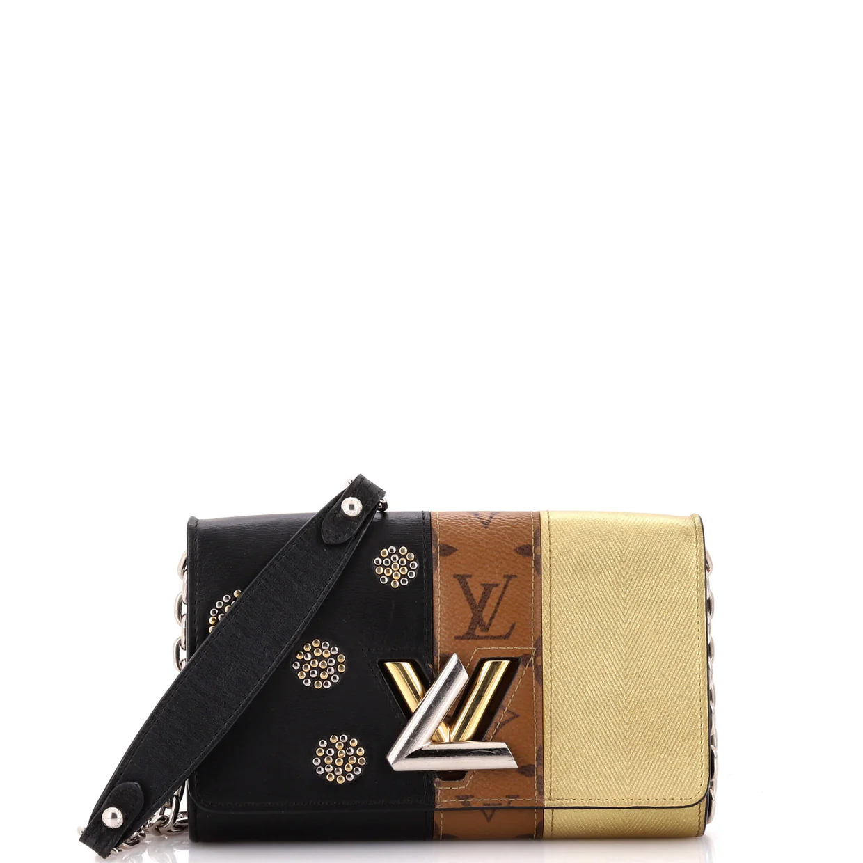 Twist Handbag Limited Edition Studded Reverse Monogram Canvas and Leather MM - Deep Luxury