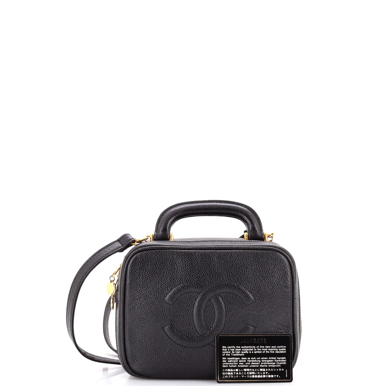 Vintage Timeless Zip Around Vanity Case Caviar Small - Deep Luxury