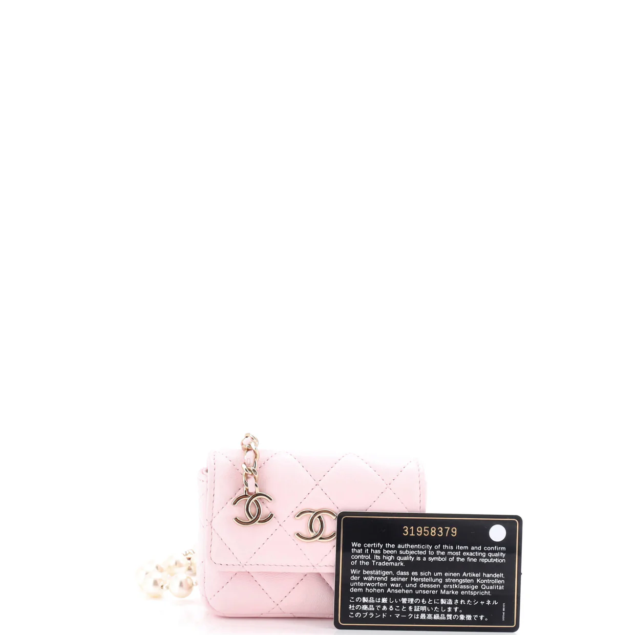 Pearl Strap CC Chain Belt Bag Quilted Lambskin Mini - Deep Luxury