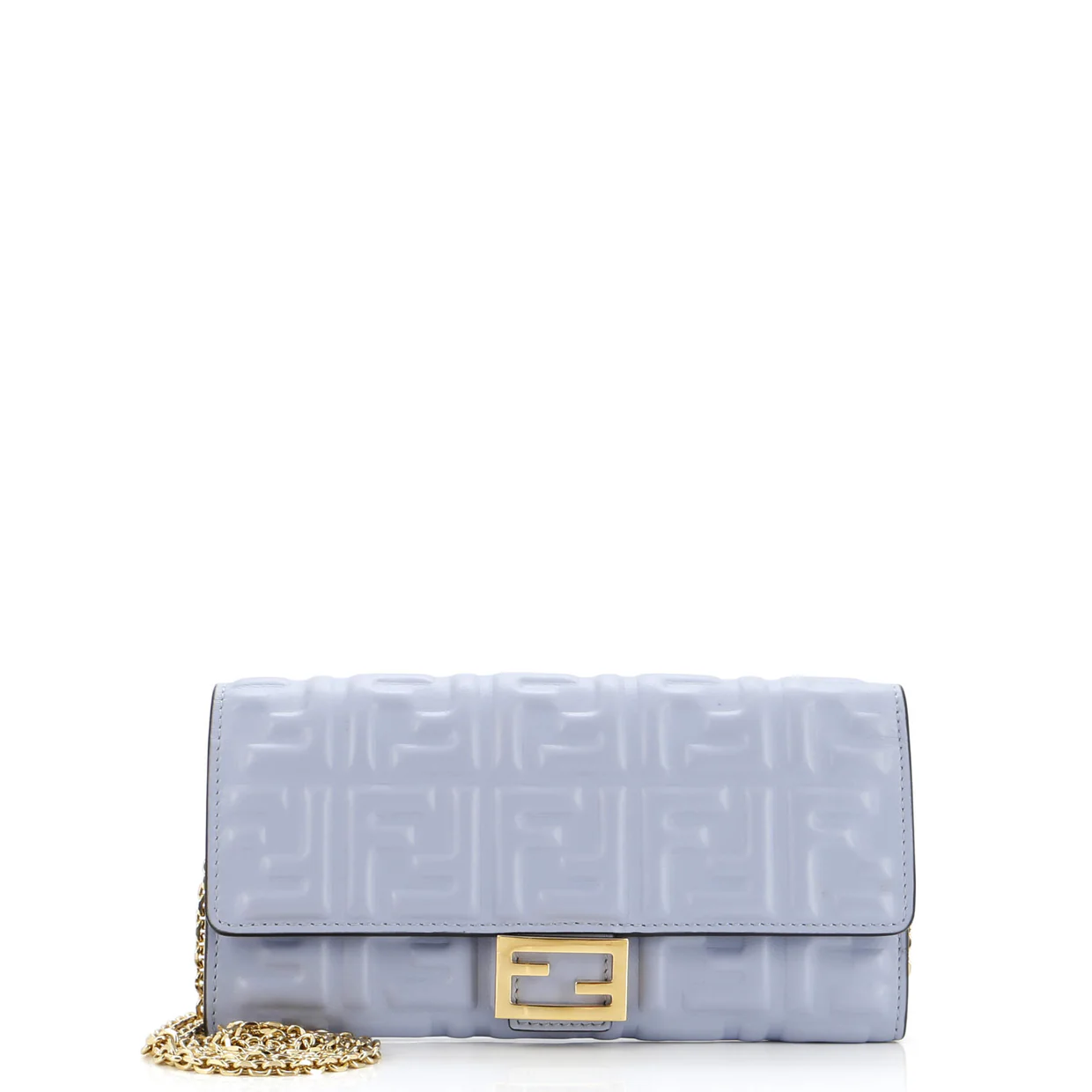 Baguette Continental Wallet on Chain Zucca Embossed Leather - Deep Luxury