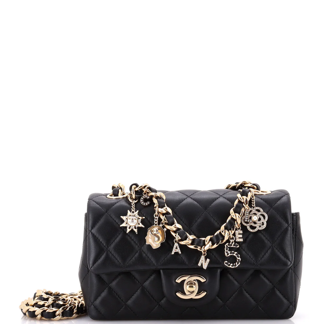 Coco Charms Classic Single Flap Bag Quilted Lambskin Mini - Deep Luxury
