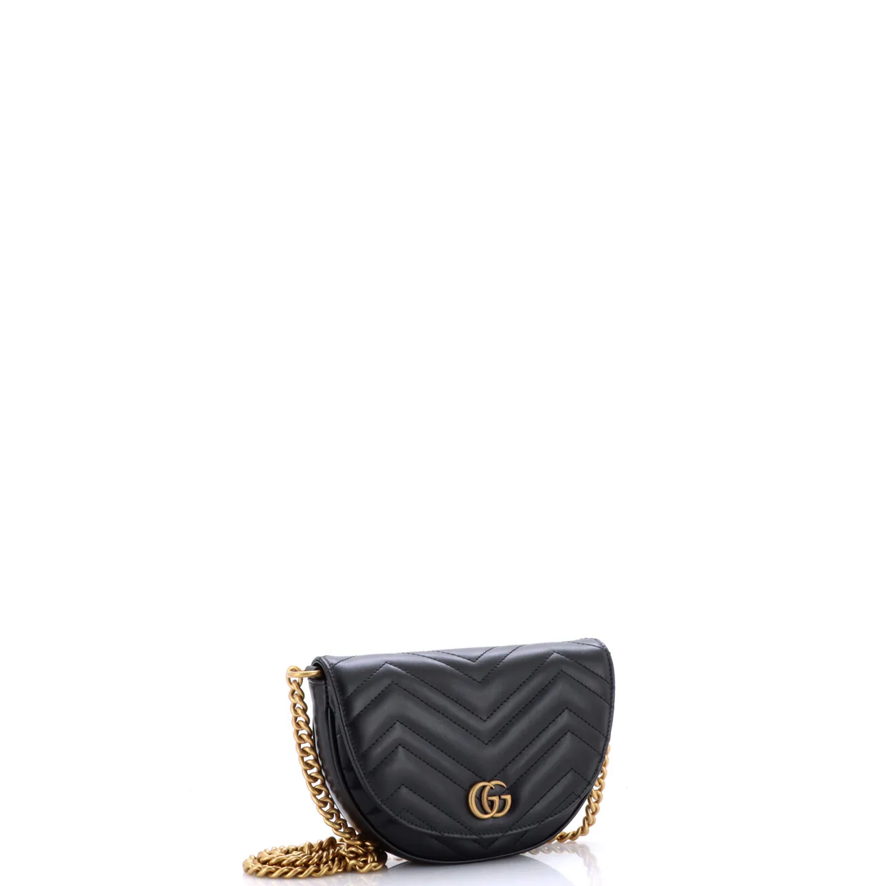 GG Marmont Half Moon Flap Crossbody Bag Matelasse Leather Mini - Deep Luxury