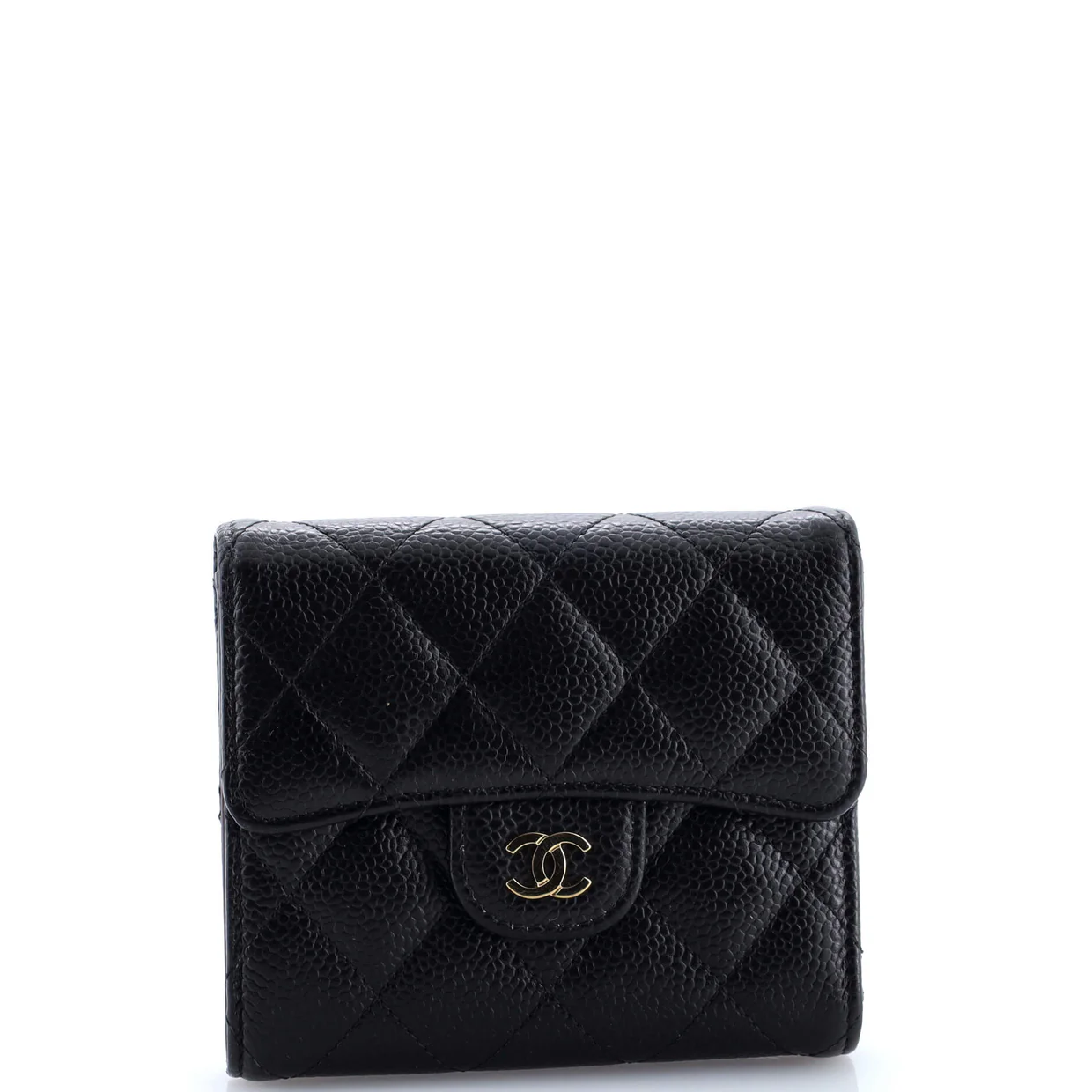 CC Compact Classic Flap Wallet Quilted Caviar - Deep Luxury
