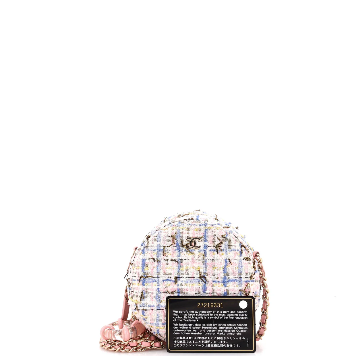 Lifesaver Round Clutch with Chain Quilted Tweed - Deep Luxury